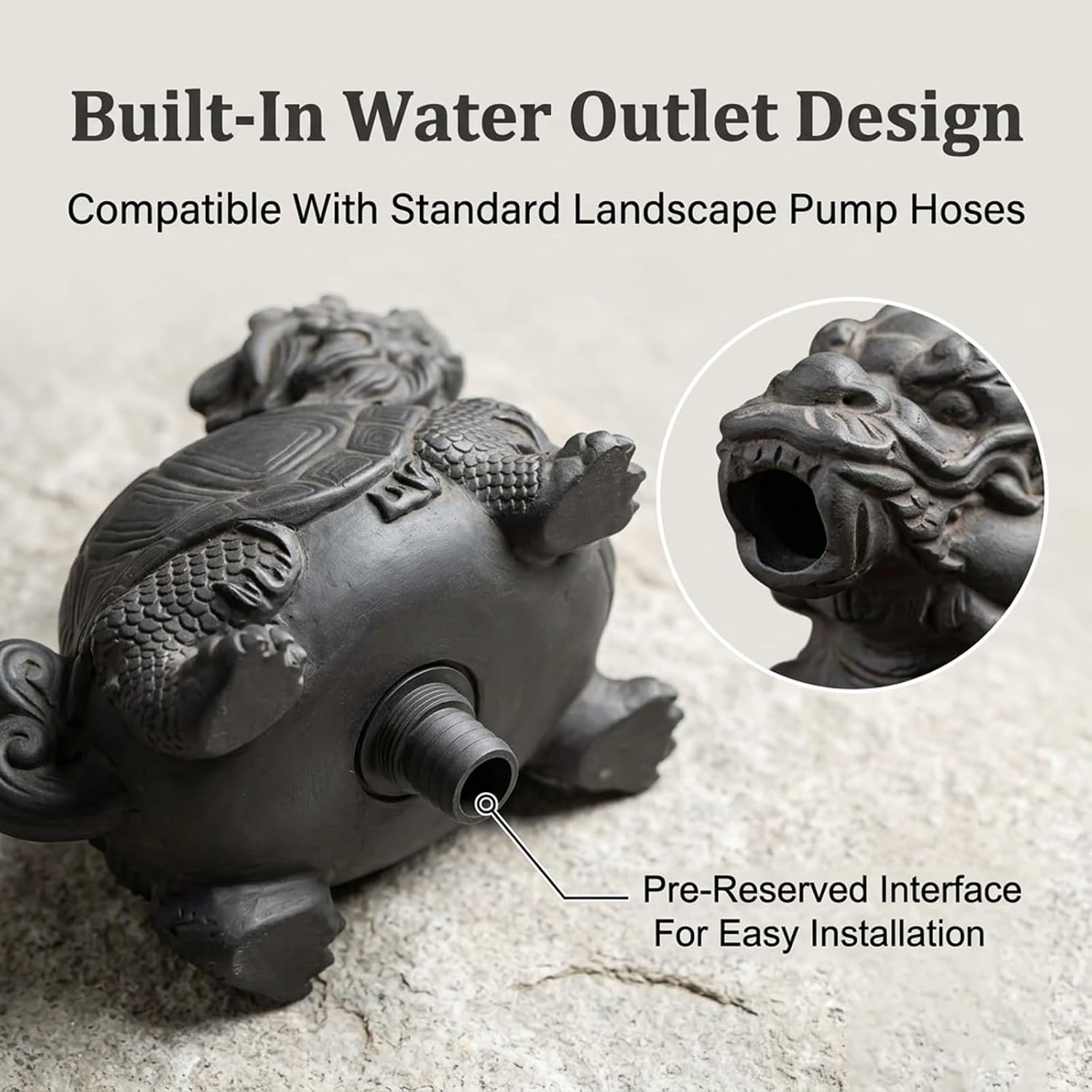 Pond spitters for Small Ponds Garden Decor for Koi Pond Decorative Stone-Effect Sculpture with Water Pump and Hose for Balcony,Courtyard Home Office