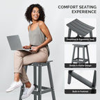 VINGLI 29" Outdoor Bar Stools Set of 2, HDPE Poly Lumber Bar Chairs with Footrest, Weather Resistant Patio Barstools for Bar, Kitchen Counter, Yard (Gray, 29 Inch 2 PC)