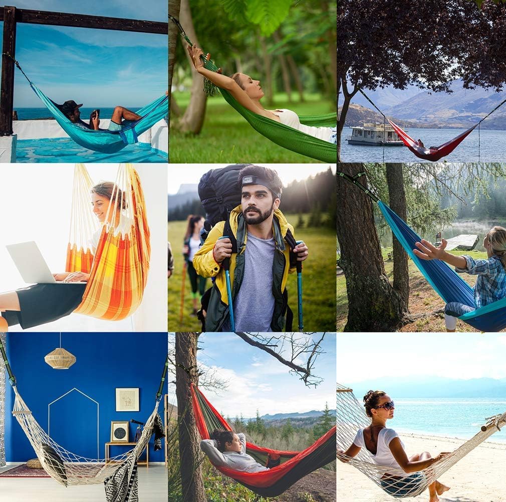 Hammock Straps for Trees Heavy Duty Long Extender Hammock Webbing Ropes Kit | With 2 Carabiners, Set of Two 10FT Long, 32 Adjustable Loops, Holds up to 1000 Lbs Each Strap, Hammock Ties Around Tree Safe