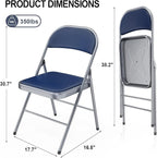 VINGLI 10 Pack Folding Chairs with Padded Seats, Metal Frame with Pu Leather Seat & Back, Capacity 350 lbs, Blue