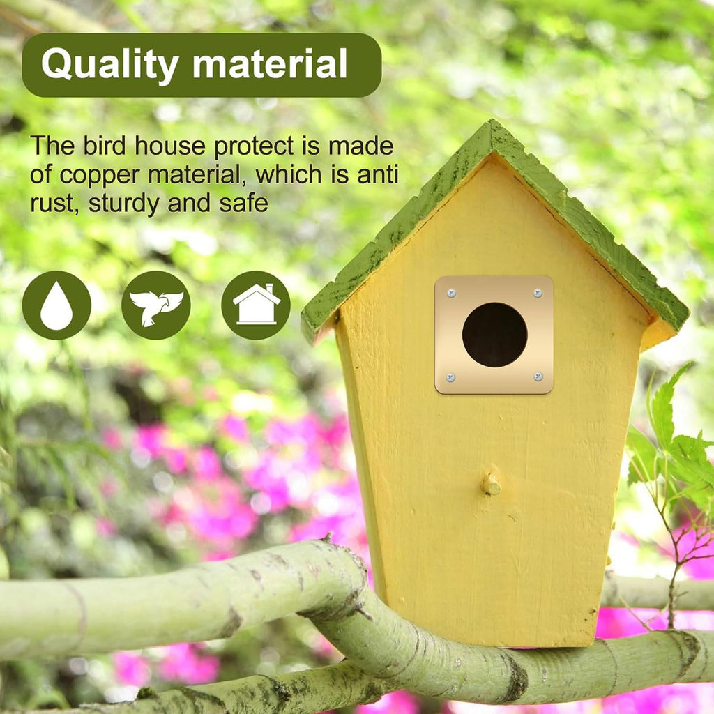 Hotop 12 Pcs 1 1/2 Inch Opening Bluebird Metal House Hole Guard Portal Bird House Protect Bird Room Guard Copper Portal with Opening for Eastern Bluebird Rooms Sparrow Houses(Gold)