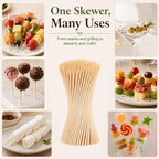 Hysagtek 400 Pcs Wood Skewers 4 Inch Bamboo Skewers - Fruit Skewer Chocolate Fountain Sticks Fondue Sticks for Appetizer, BBQ, Cocktail, Kabob, Chocolate Fountain, Barbecue, Party (10cm/4in)
