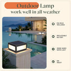Solar Post Lights Outdoor 12x12, Square Solar Pillar Lights Outdoor | 11.8'' Column Light Waterproof, Dusk to Dawn Extra Large Pillar Light, Modern Column Lamp Fixture for Entrance Driveway Fence