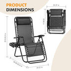 NEWBULIG Zero Gravity Chair Set of 4, Lounge Chair Folding Portable Adjustable Camping Reclining Chairs with Adjustable Pollow, Mesh Back, Cup Holder Trays Lawn Patio Chair for Pool Beach - Black