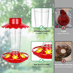 Fchstaer Plastic Hummingbird Feeders for Outdoors Hanging, 2 Pack 10 OZ Clear Humming Bird Feeder with 6 Feeding Ports and Perch, Built-in Ant Moat, Gifts for Women Garden Decor