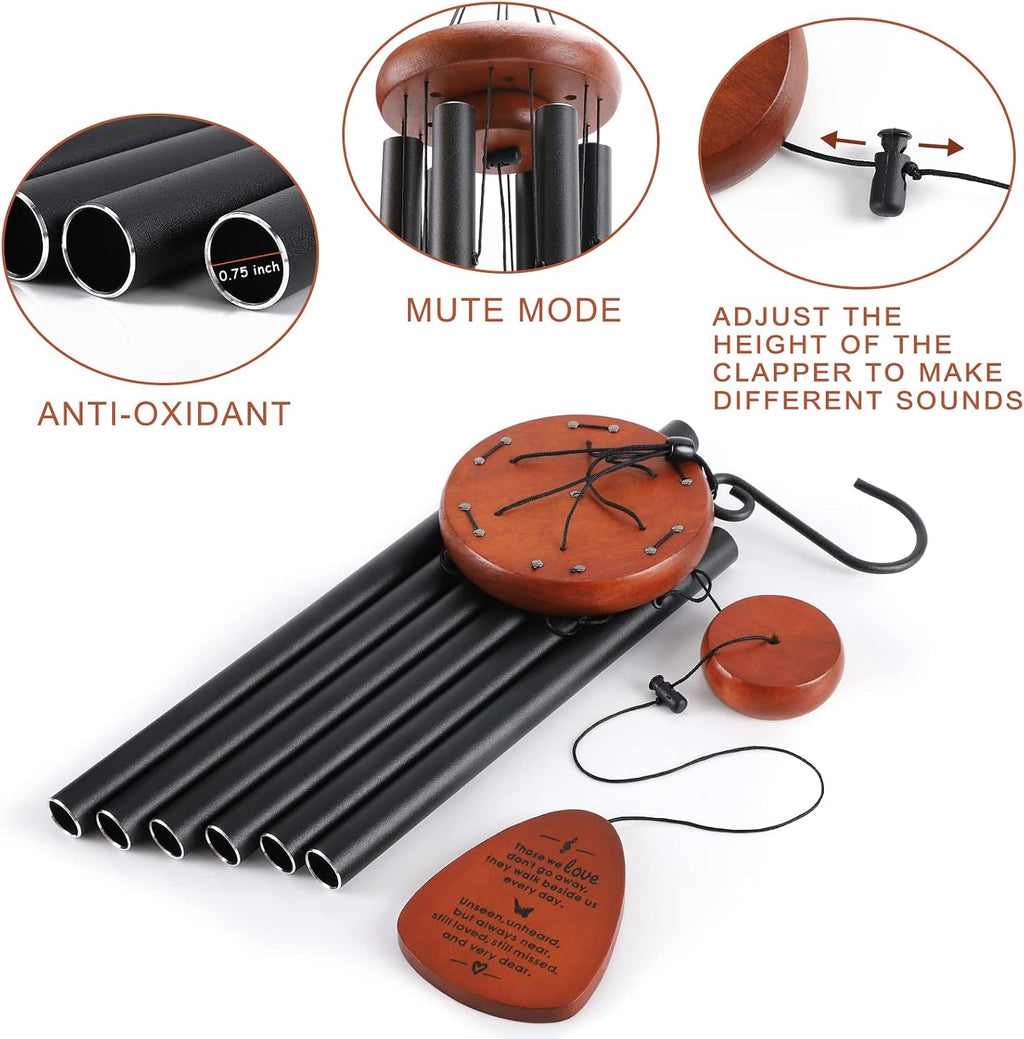 memorial wind chimes, sympathy gift for loss of showing dimensions