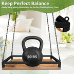 Plant Hanger Indoor, 2 Pack 16" Wooden Hanging Plant Holder with Metal Frame Large Hanging Planter for Indoor Plants Load 50LB Hanging Plant Shelf with 27.6" Long Chain, Ideal for Heavier Pots