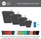 The HC Companies Eclipse Square Plastic Planter w/Attached Saucer - Outdoor & Indoor Plant Pot with Drainage Holes - Lightweight, UV-Resistant Plastic Pots for Plants (10" Teal, Pack of 1)