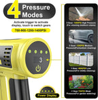 cordless portable washer, brushless motor, 4 speed modes shown in use