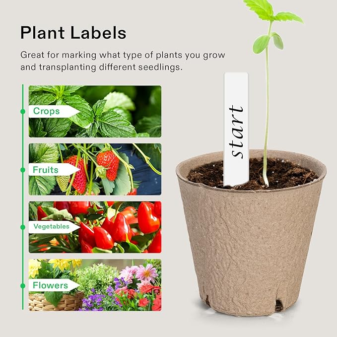 VIVOSUN Peat Pots, 60 Packs 3.15-Inch Seed Starting Pots with Drainage Holes, Round Nursery Pot, 20 Plant Labels for Flowers, Plants, Vegetables, 60Pcs