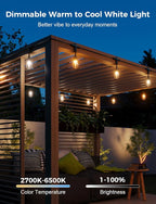 XMCOSY+ Smart Outdoor String Lights, 72.5Ft Patio Lights Waterproof, App Control, Compatible with Alexa, RGBCWIC Color Changing LED String Light for Outside