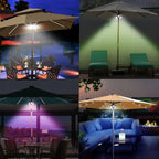 Arixinks 12 Colors Patio Umbrella Light with Remote Control/Cordless Rechargeable or AA Battery Operated Under Umbrella Pole Lights /300Lumens Dimmable/Pole Light for Patio Table Umbrellas Outdoor