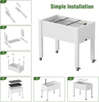 elevated raised garden bed with wheels,planter box,ashen-26.3" h on a desk or shelf