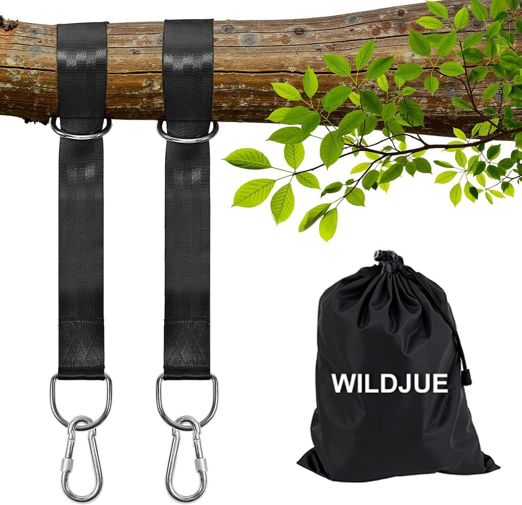 Tree Swing Hanging Straps Kit Holds 2200 lbs,5ft Extra Long Straps Strap with Safer Lock Snap Carabiner Hooks Perfect for Tree Swing & Hammocks, Carry Pouch Easy Fast Installation (5 ft)