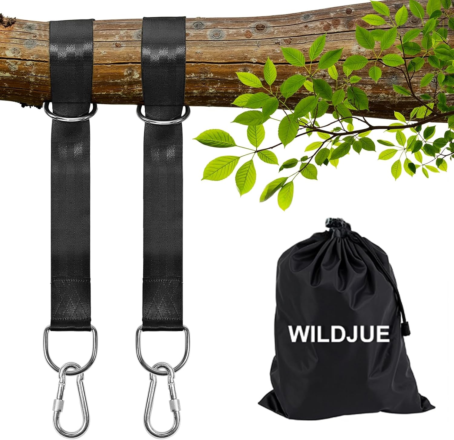 Tree Swing Hanging Straps Kit Holds 2200 lbs,5ft Extra Long Straps Strap with Safer Lock Snap Carabiner Hooks Perfect for Tree Swing & Hammocks, Carry Pouch Easy Fast Installation (5 ft)