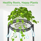 4 Tier Plant Stand Indoor Outdoor, Metal Flower Pot Shelf Holder Clearance, Tall Corner Rack for Multiple Plants, Modern Organizer Display for Patio Orchid Office Porch Living Room Garden, Black