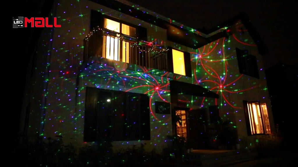 Motion 8 Patterns in 1 Red, Green, and Blue Outdoor Christmas Laser Lights Projector with remote control and Security Lock