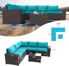 Kullavik 12 Pieces Outdoor Patio Furniture Set PE Wicker Rattan Sectional Sofa Patio Conversation Sets,Blue