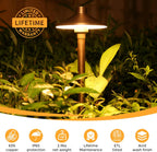 Solid Brass Low Voltage Landscape Pathway Lights (6.7'' Shade, 21.9'' Tall), 12V AC/DC Heavy Duty LED Path Lights Outdoor Wired, Antique Bronze Walkway Lights Without G4 Bulb, 4 Pack