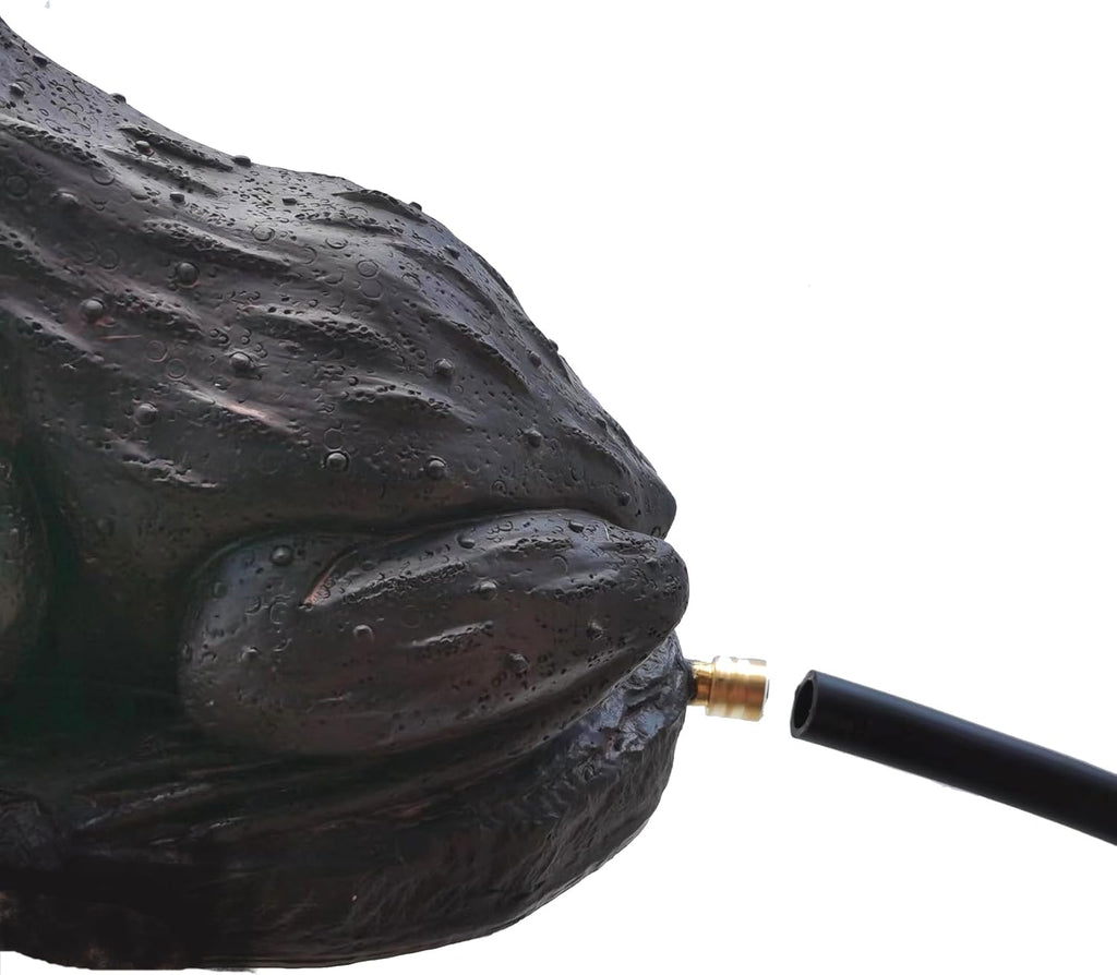 Resin Frog Water Spitter Statue - Aerating Pond Fountain Pump Attachment, Black Rustic Garden Decor