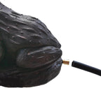 Resin Frog Water Spitter Statue - Aerating Pond Fountain Pump Attachment, Black Rustic Garden Decor