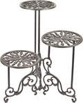 Sungmor Heavy Duty Cast Iron Plant stand, 3 Tier Foldable Metal Plant Shelf, 24in Tall Vintage Flower Pot Holder Indoor Outdoor Tiered Plant Stand, Rustic Plant Display Rack for Corner Balcony Patio