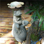 Whimsical Animal Pond Spitter, Outdoor Water Fountain with Pump and Hose, Antique Style Garden Water Fountain for Patio, Yard, Pond and Indoor Decor(Large)