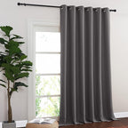 NICETOWN Patio Door Curtain 95 inch Length, Grommet Top Thermal Insulated Blackout Panels Curtain Drapes for Sliding Glass Door (Gray, 80" Wide, 1 Panel)