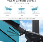 PURPLE LEAF 9' X 9' Left-right Tilt Patio Umbrella Outdoor Cantilever Swivel Square Umbrella with Tilt Aluminum Offset Umbrella with 360-degree Rotation for Garden Deck Pool Patio Turquoise Blue