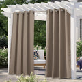 NICETOWN Morandi Brown Outdoor Curtain for Patio Waterproof 84 inch Long, Stainless Grommet Thermal Insulated Sun Blocking Outdoor Drape for Gazebo, UV Protection Outside Privacy Shade, 1 Panel