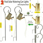 2 Pack Solar Watering Can Lights with Shepherd Hook, 8 Multi-Color Changing Modes, IP65 Waterproof, 60pcs String Lights for Outdoor Garden Pathway Lawn Patio Deck Walkway Courtyard