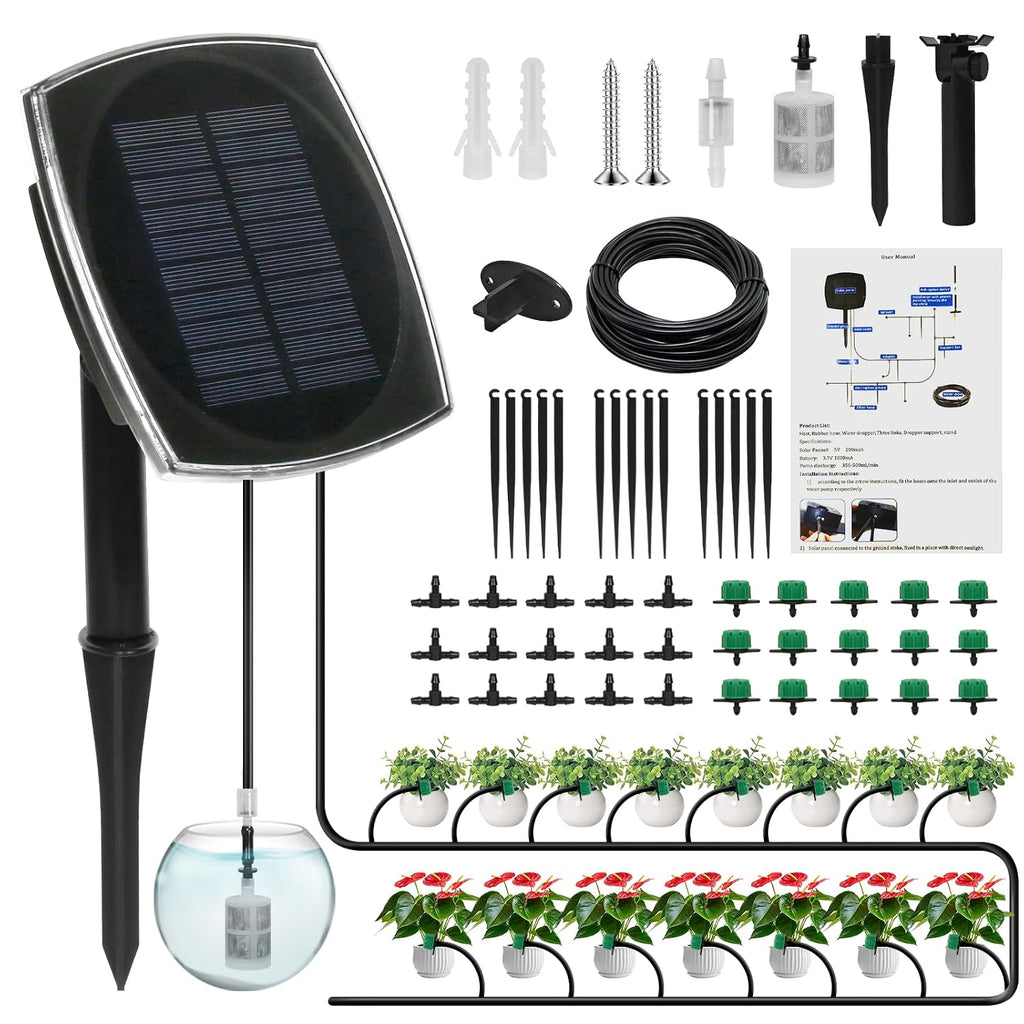 49.21ft solar drip irrigation system kit, automatic watering, main product view