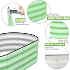 SnugNiture Galvanized Raised Garden Bed Outdoor, 2 Pcs 4x2x1ft Oval Metal Planter Box for Planting Plants Vegetables, Green