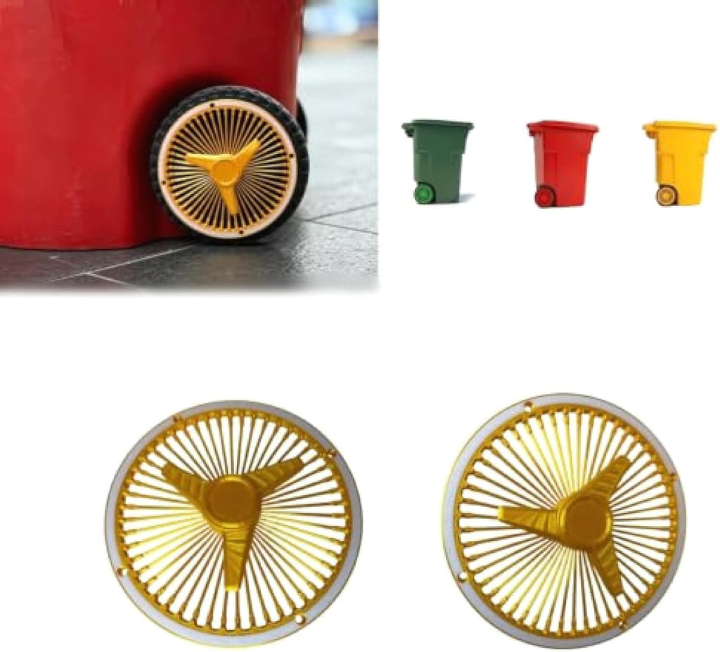 Trash Can Wheel Rims Set of 2, Decorative Covers for Garbage Bins (Gold)