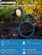 SUNVIE Low Voltage Landscape Lights Landscape Lighting with Connector 8Pack | Waterproof LED Landscape Lights Low Voltage Warm White 900LM Wall Tree Flag Outdoor Spotlights (Require Transformer))