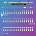 Mlambert 96Ft(2x48ft) Outdoor Patio Lights, RGB Cafe String Lights with Remote Control and 30+5 Dimmable LED Bulbs for Backyard Graden-White 2 Pack