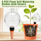 17.6 oz Extra Large Plant Watering Globes Top Fill, Upgraded Plastic Self Watering Bulbs with Terracotta Spikes, Slow Release Watering Stakes for Indoor & Outdoor Potted Plants, 4 Pack