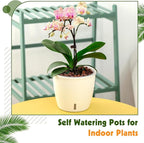 Self-Watering Pots for Indoor Plants, 12-Pack 5'' Self Watering Planter with Drainage Holes, Small African Violet Pots with Water Indicator, Clear Wick Pot, White