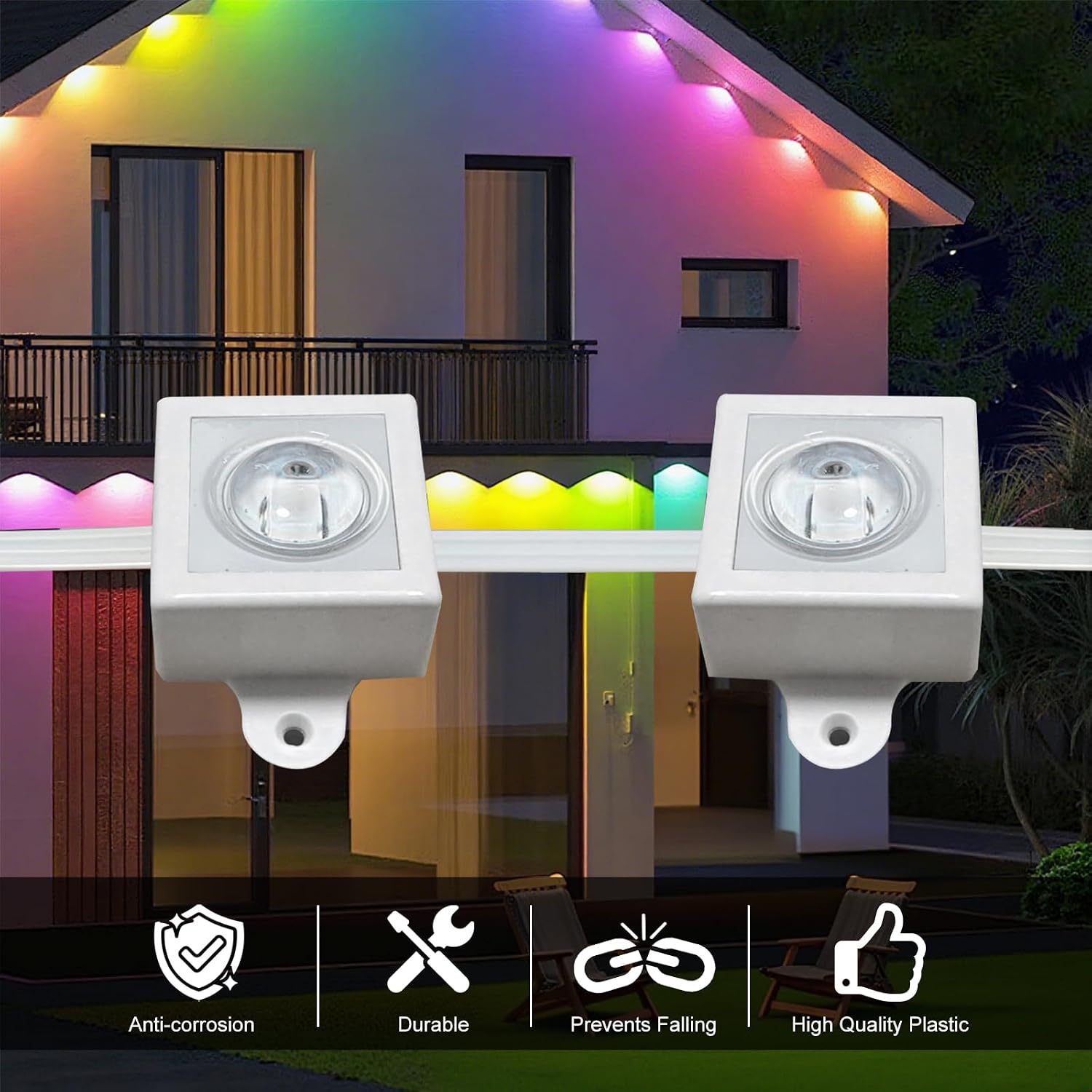 75 Set Light Clips for Govee H705A/B/C/H805 Outdoor Lights with 150 Screws Secure Mounting Brackets for Govee Permanent (H805/H705) Not Compatible Pro Version Outdoor Lights（White）