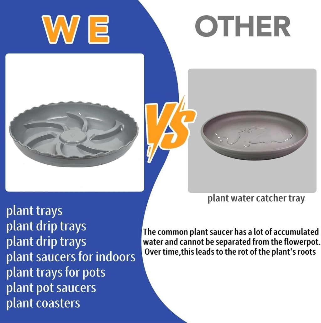 Prettyia Plant Saucer Plant Pot Tray and Plant drip Tray Plant Pot Saucers | Plant Saucers for Indoors and outdoors6 8 10 12 14inch,Plastic Plant Tray Heavy Duty Large Plant Tray Grey