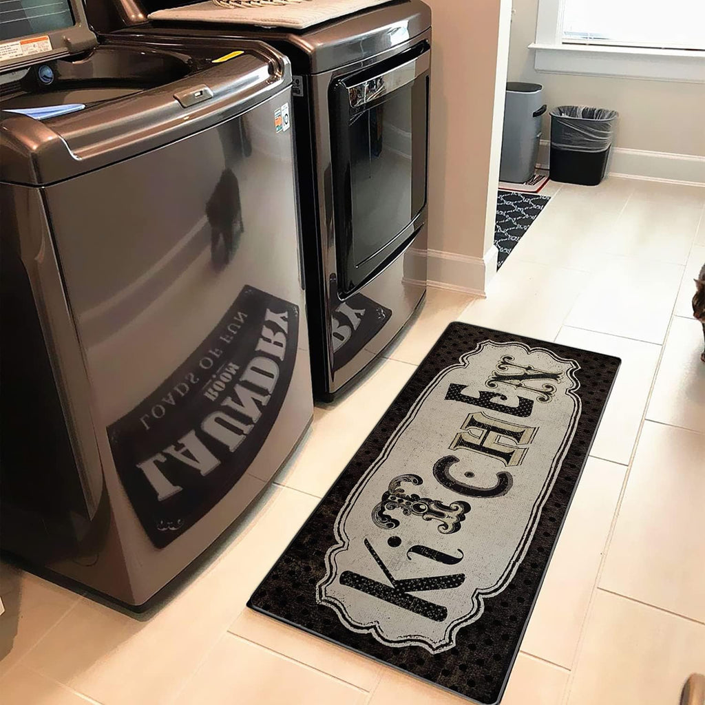 Kitchen Rug 20"×48", Antique Non-Slip Kitchen Floor Mat Durable Natural Rubber Runner Rug for Kitchen