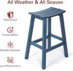 Stoog All-Weather Bar Stools Set of 4, 28" Height Outdoor Bar Stools, Low Maintenance, for Patio, Deck, Kitchen Counter, and Garden, Blue