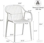 UV-Resistant Outdoor Dining Chairs, Set of 4 (White) | UV-Resistant, Sackable, No Assembly Needed, 300lb Capacity, Plastic Modern Armchairs for Patios