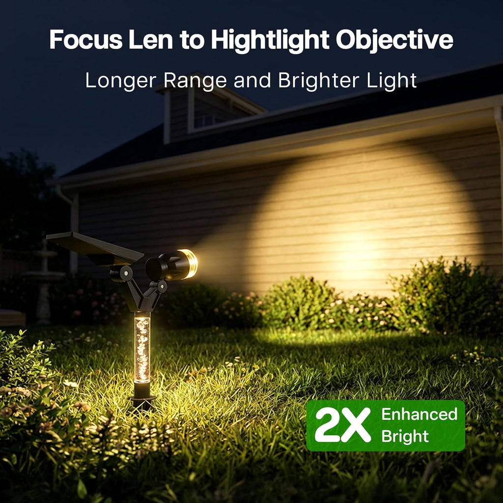 Solar Spot Lights Outdoor Waterproof Spotlights, Warm White 4 Pack | Solar Lights Outdoor for Yard Pathway Tree House Outside Landscape Lighting, Auto On/Off, Adjustable Angle, Illuminated Pole