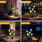 Upgraded Solar Garden Lights, 4 Pack Outdoor Solar Lights, New Round Panel for 40-Hour Runtime, Serve as Outdoor & Indoor Decor, 7-Color Changing Flower Lights, Waterproof for Patio Yard Decoration