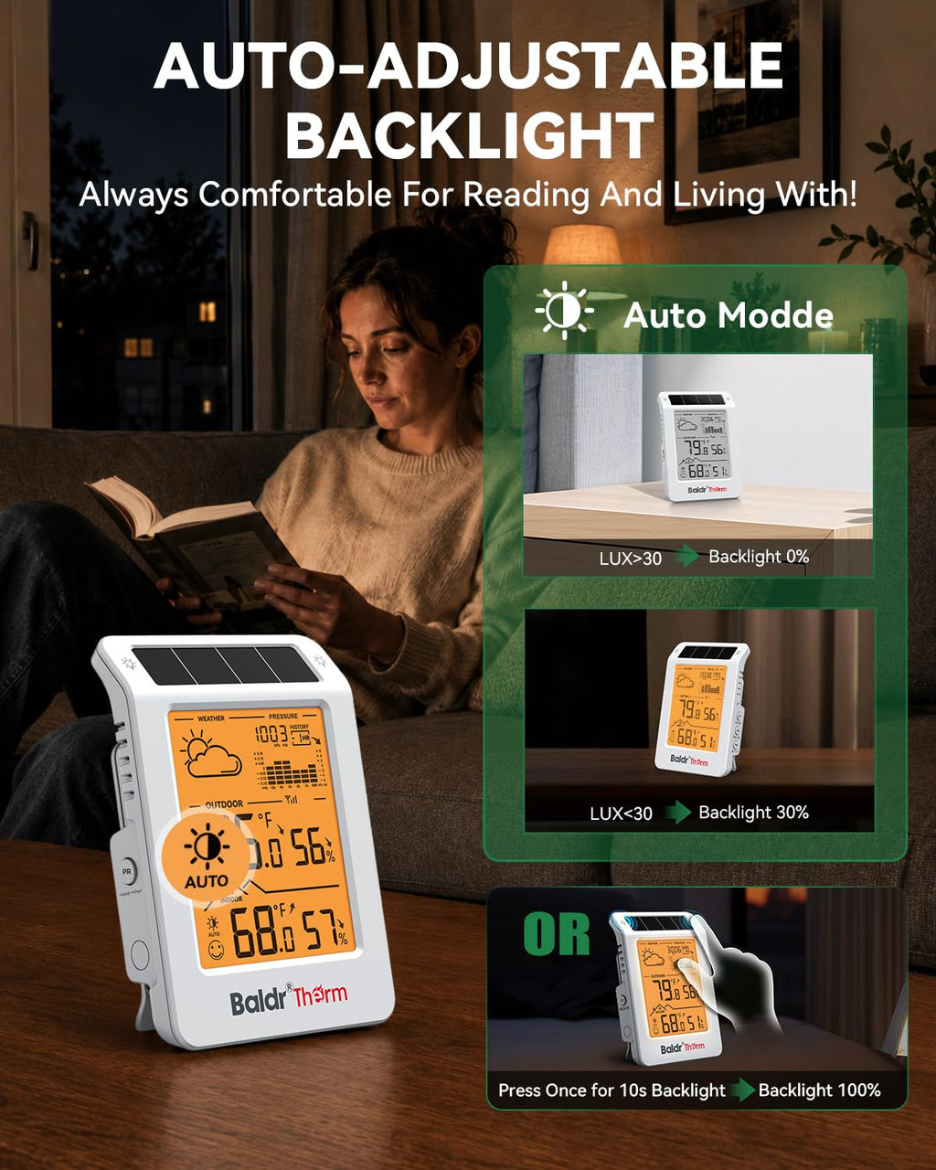 indoor outdoor thermometer wireless solar weather station with showing dimensions