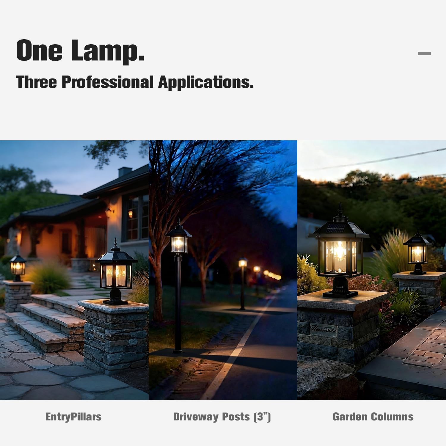 Solar Post Light Outdoor, Upgraded ST4342Q Dusk to Dawn Solar Lamp Post Light with Pier Mount Base Bright Sandy Colored LED, Waterproof Aluminum Fence Pole Lights for Gates Yard Path Garden