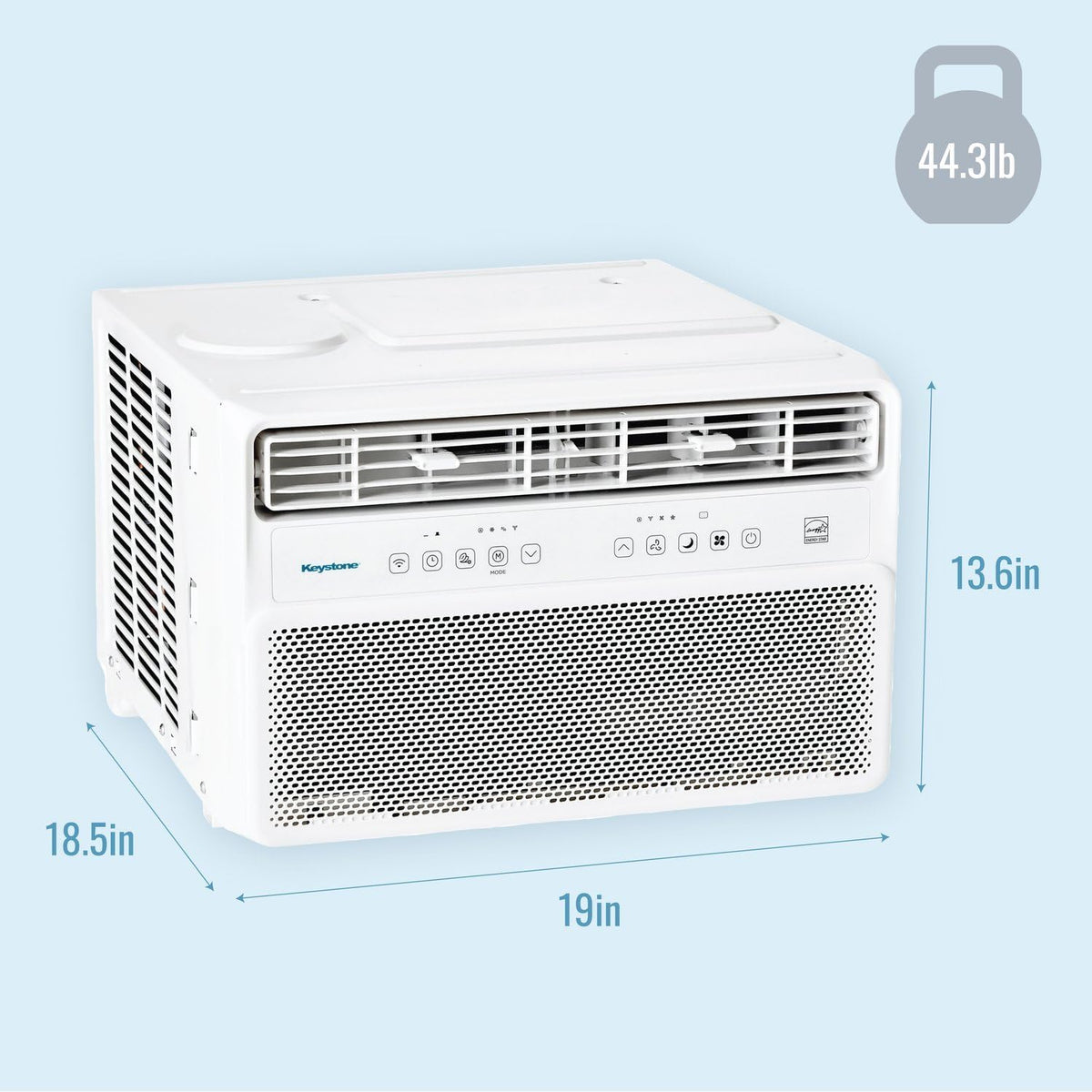 keystone 10,000 btu window mounted inverter air conditioner, front angle view