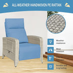 Outdoor Recliner Chairs Set of 2, Reclining Patio Chairs with Adjustable Back up to 150°Lay Flat and Extended Footrest, Wicker Recliner Chairs with Flip Table and Removable Olefin Cushion