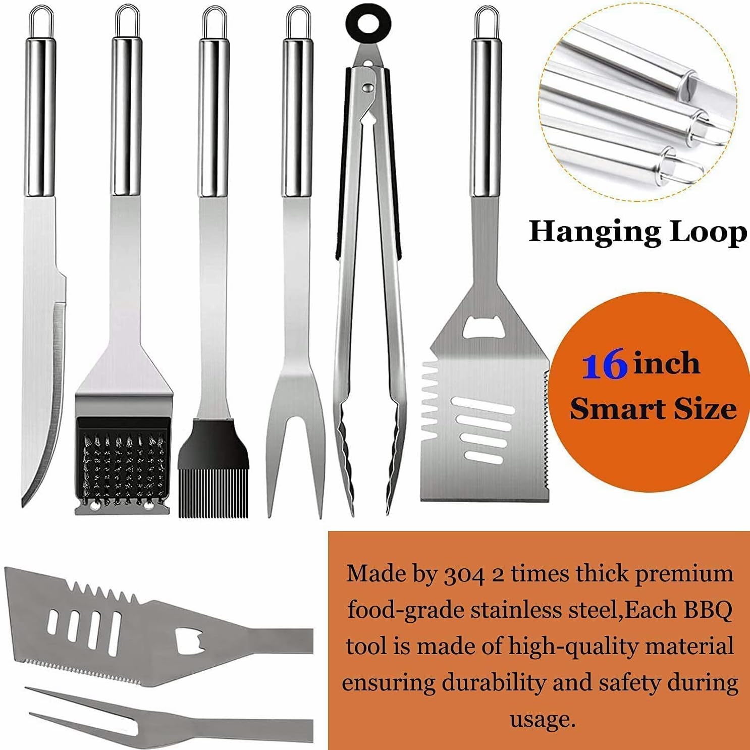 BBQ Grill Accessories Set for Ourdoor,Grilling Set for Men | Barbecue Tool Sets,BBQ Gifts for Men,31PCS Grilling Gifts for Men,Grilling Accessories with Apron for Dad